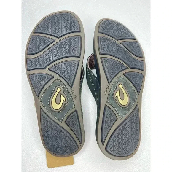 OluKai Pikoi sandal Men size 7 New Leather flip flops black - Picture 5 of 8